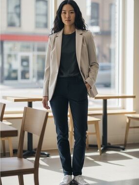 Wet Seal Light Cream women  Open peak lapel Blazer Jacket size medium